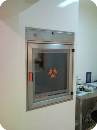 PASS BOX DESCONTAMINACION EVAPORADOR ESTUFA LLUVIA BIOSEGURIDAD LABORATORIO
