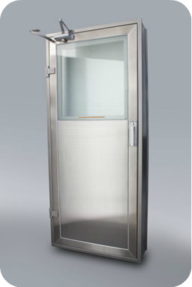 PUERTA HERMETICA BURLETE ACTIVO ACERO INOXIDABLE AUTOMATIZACION CONTROL DE ACCESOS BIOSEGURIDAD LABORATORIO