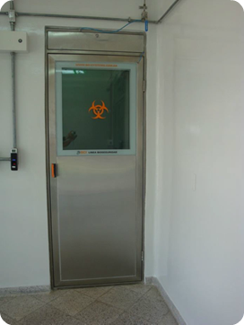 PUERTA HERMETICA BURLETE ACTIVO ACERO INOXIDABLE AUTOMATIZACION CONTROL DE ACCESOS BIOSEGURIDAD LABORATORIO
